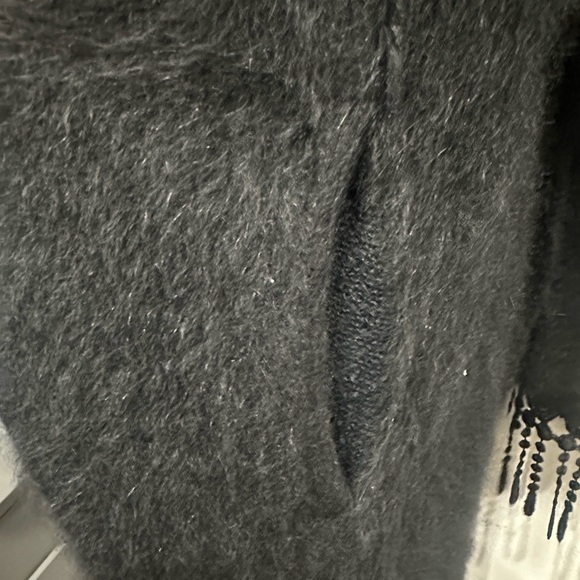 Venesha Angora Vintage Coat black built in lace scarf soft medium oversized - Picture 6 of 13